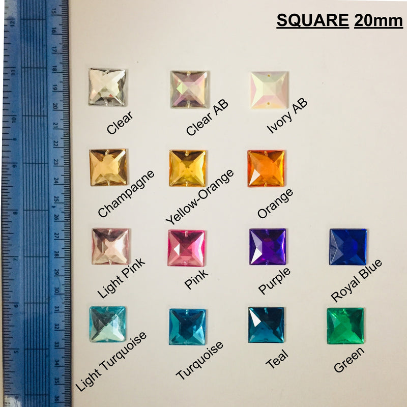 Square 20mm Acrylic stones