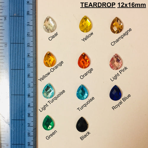 Teardrop 12x16mm Acrylic stones